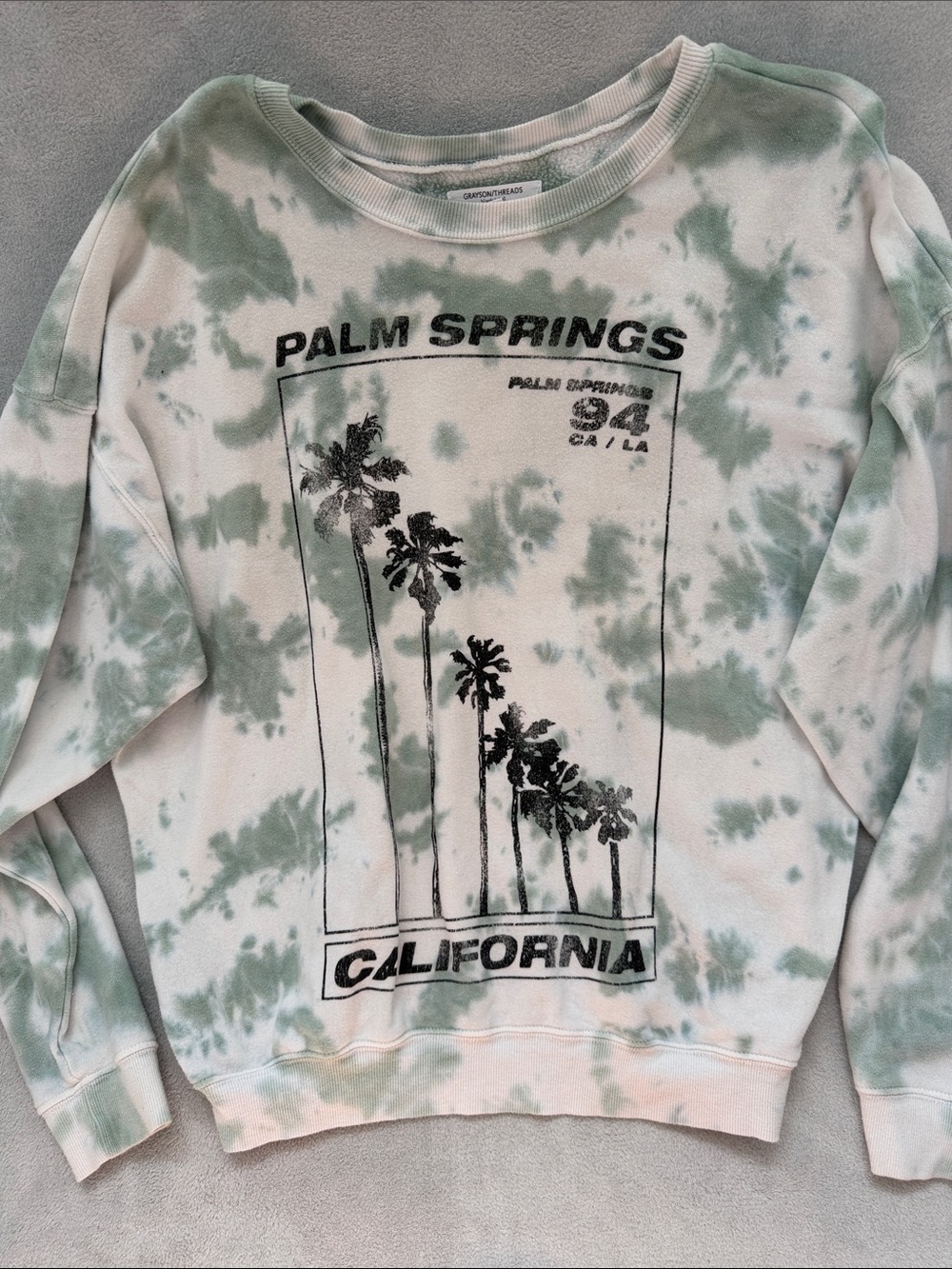 Grayson Threads Palm Springs Tie-Dye Pullover in Sage Green and Cream